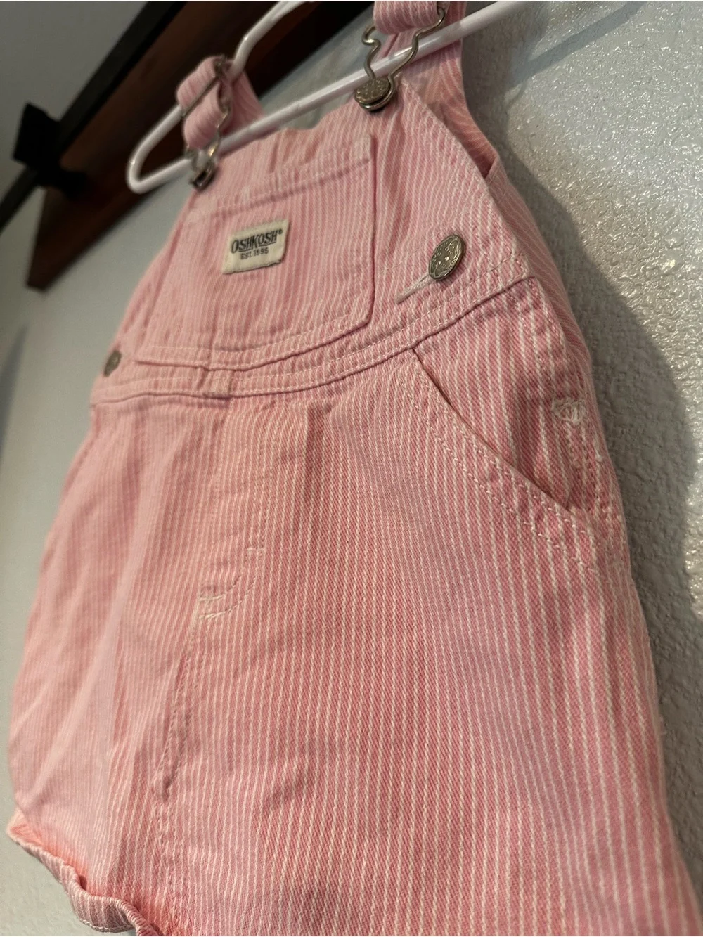 OshKosh B'gosh Pink Striped Girls Overall Dress